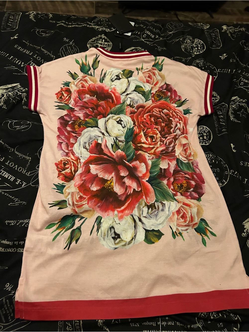 Dolce & Gabbana Pink Floral Tee with Multicolor Bouquet